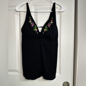 NWT A.N.A Tankini Black Swim Top size L women